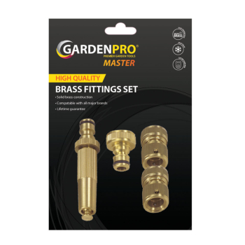 Garden Pro 4Pc Pro Platinum Brass Hose Fitting Set